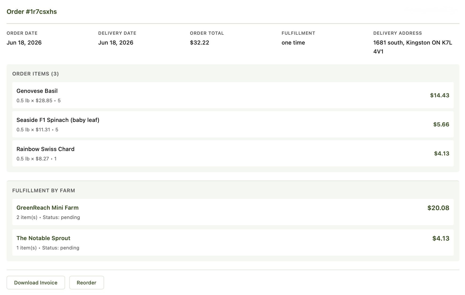 Multi-farm wholesale invoice — one order, one invoice