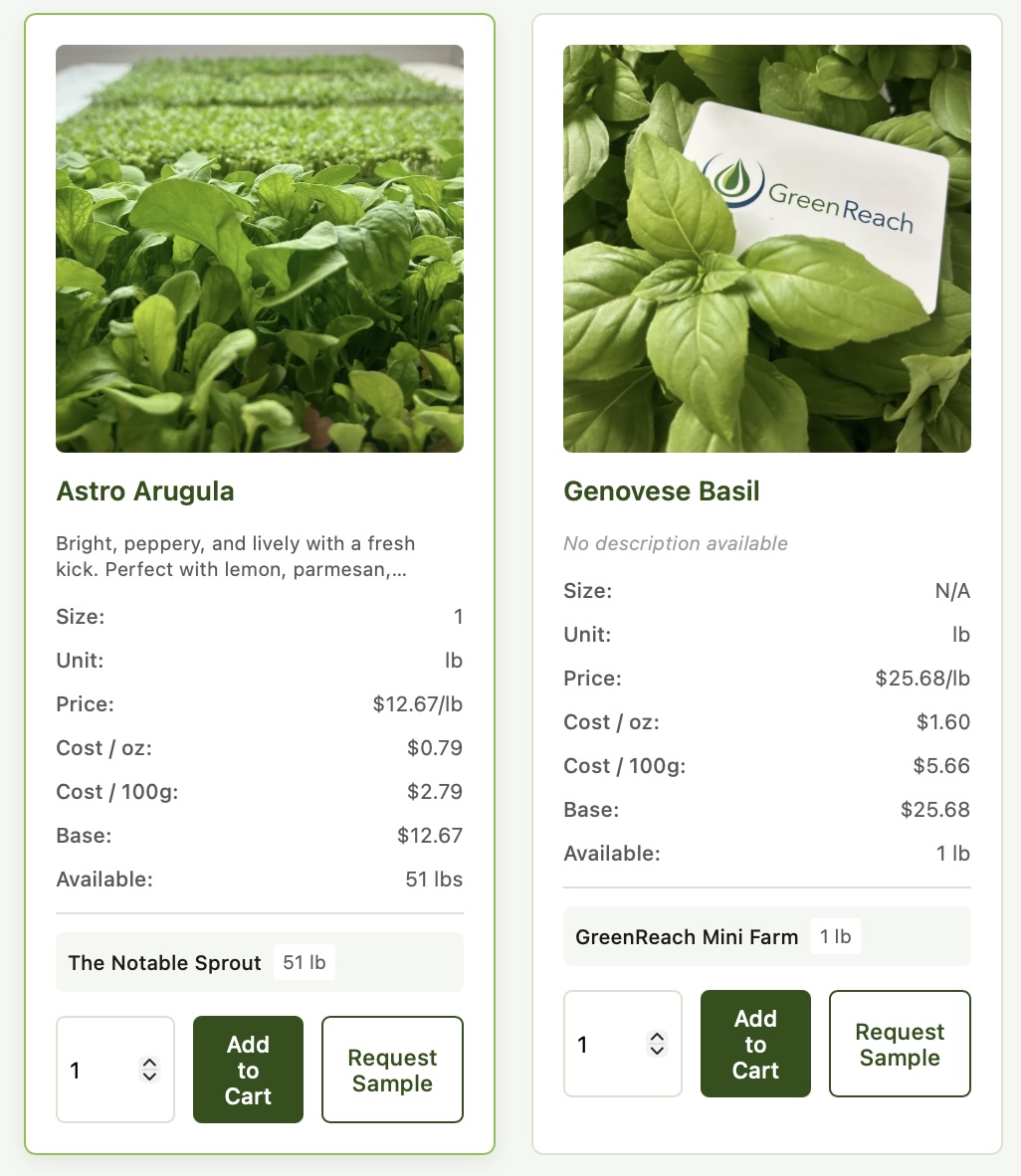 Two-farm wholesale buyer portal